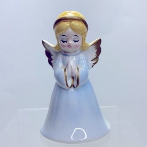 Vintage Norcrest Ceramic Praying Angel Figurine Bell 4”